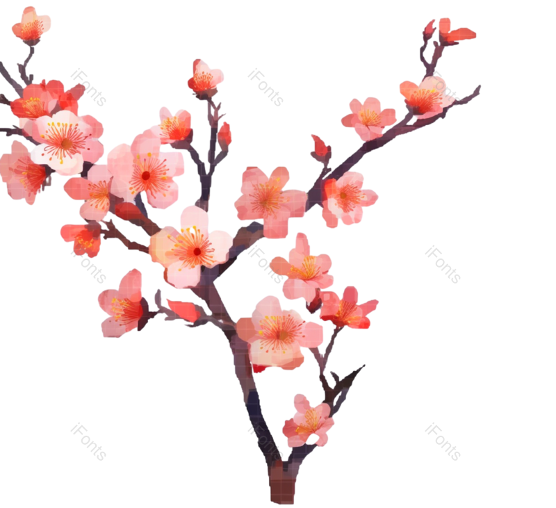 粉红色的花图片,白色背景元素,樱花PNG,灰色背景免抠素材
